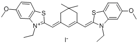 3-ETHYL-2-[(3-([3-ETHYL-5-METHOXY-1,3-BENZOTHIAZOL-2(3H)-YLIDENE]METHYL)-5,5-DIMETHYL-2-CYCLOHEXEN-1-YLIDENE)METHYL]-5-METHOXY-1,3-BENZOTHIAZOL-3-IUM IODIDE Structure