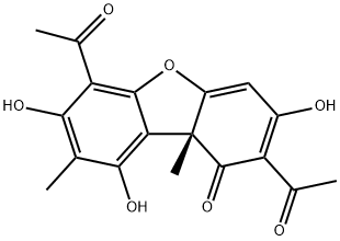 2,6-Diacetyl-7,9-dihydroxy-8,9bα-dimethyldibenzofuran-1,3(2H,9bH)-dione 구조식 이미지