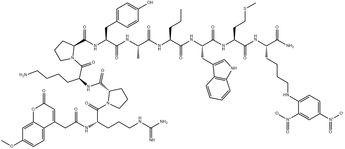 MCA-ARG-PRO-LYS-PRO-TYR-ALA-NVA-TRP-MET-LYS(DNP)-NH2 Structure