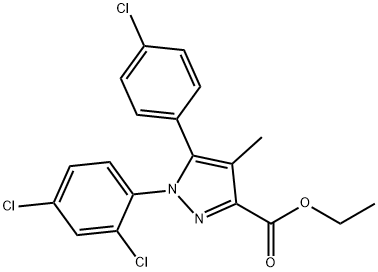 1H-피라졸-3-카르복실산,5-(4-클로로페닐)-1-(2,4-디클로로페닐)-4-메틸-,에틸에스테르 구조식 이미지