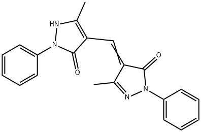 4-[(1,5-dihydro-3-methyl-5-oxo-1-phenyl-4H-pyrazol-4-ylidene)methyl]-1,2-dihydro-5-methyl-2-phenyl-3H-pyrazol-3-one 구조식 이미지