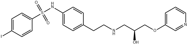 Benzenesulfonamide, N-[4-[2-[[(2S)-2-hydroxy-3-(3-pyridinyloxy)propyl]amino]ethyl]phenyl]-4-iodo- 구조식 이미지