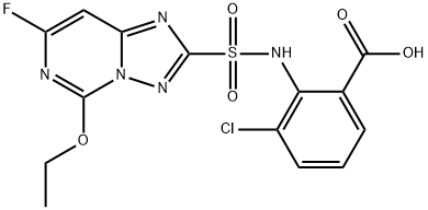 3-Chloro-2-[[(5-ethoxy-7-fluoro[1,2,4]triazolo[1,5-c]pyrimidin-2-yl)sulfonyl]amino]benzoic acid 구조식 이미지
