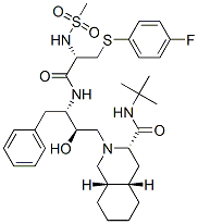 (3S,4aS,8aS)-2-[(2R,3S)-3-[[(2S)-3-(4-fluorophenyl)sulfanyl-2-methanes ulfonamido-propanoyl]amino]-2-hydroxy-4-phenyl-butyl]-N-tert-butyl-3,4 ,4a,5,6,7,8,8a-octahydro-1H-isoquinoline-3-carboxamide Structure