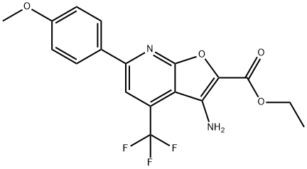 ETHYL 3-AMINO-4-(TRIFLUOROMETHYL)-6-(4-METHOXYPHENYL)FURO[2,3-B]PYRIDINE-2-CARBOXYLATE 구조식 이미지
