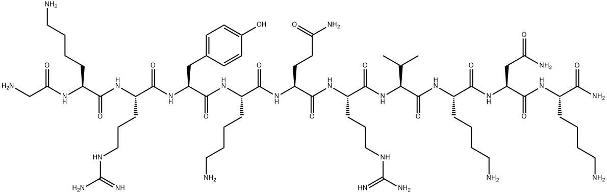 H-GLY-LYS-ARG-TYR-LYS-GLN-ARG-VAL-LYS-ASN-LYS-NH2 Structure