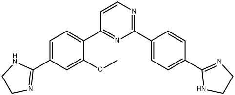 4-[4-(4,5-dihydro-1H-imidazol-2-yl)-2-methoxy-phenyl]-2-[4-(4,5-dihydr o-1H-imidazol-2-yl)phenyl]pyrimidine Structure