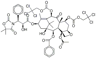 3’-De-tert-butoxycarbonylamino-3’-[3-(5,5-dimethyl-2,4-dioxo-1,3-oxazolidinyl)]-7,10-O-bis{[(2,2,2-trichloroethyl)oxy]carbonyl}-docetaxel 구조식 이미지