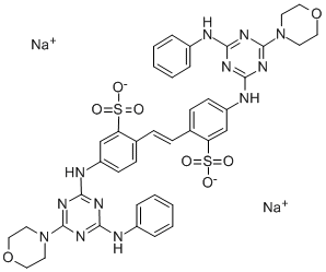 다이소듐 4,4’-비스(4-아닐리노-6-몰폴리노-1,3,5-트라이아진-2-일)아미노)스틸벤-2,2’-디설포네이트 구조식 이미지