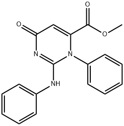 1,2,3,6-테트라히드로-6-옥소-3-페닐-2-(페닐이미노)-4-피리미딘카르복실산메틸에스테르 구조식 이미지