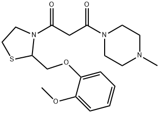 1-[2-[(2-methoxyphenoxy)methyl]thiazolidin-3-yl]-3-(4-methylpiperazin- 1-yl)propane-1,3-dione Structure