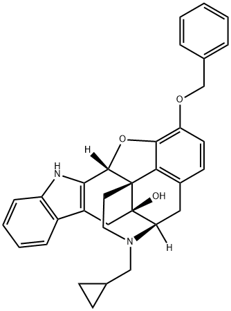 17-(CYCLOPROPYLMETHYL)-6,7-DEHYDRO-4,5-EPOXY-3-BENZYLOXY-14-HYDROXY-6,7,2',3'-INDOLOMORPHINAN 구조식 이미지