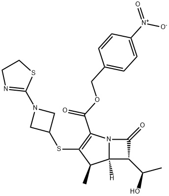4-Nitrobenzyl(1R,5S,6S)-6-[(R)-1-hydroxyethyl]-1-Methyl-2-[1-(1,3-thiazolin-2-yl)azetidin -3-yl]thio-1-carbapen-2-eM-3-carboxylate Structure