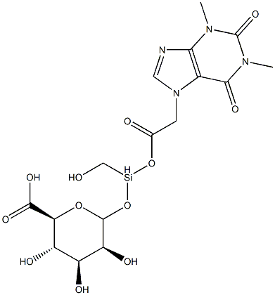 Mannopyranuronic acid, 1-O-hydroxymethyl(1,2,3,6-tetrahydro-1,3-dimethyl-2,6-dioxo-7H-purin-7-yl)acetyloxysilyl- Structure