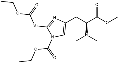 1-(Ethoxycarbonyl)-2-[(ethoxycarbonyl)thio]-N,N-diMethyl-L-histidine Methyl Ester 구조식 이미지