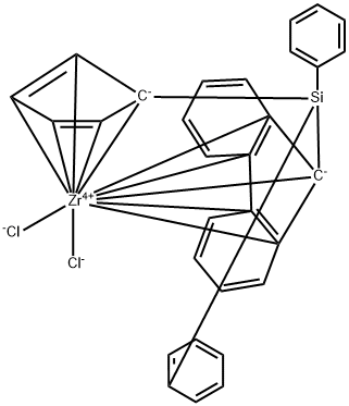 Diphenylsilyl(cyclopentadienyl)(9-fluorenyl)zirconium dichloride Structure