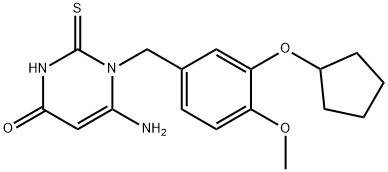 6-AMINO-1-[3-(CYCLOPENTYLOXY)-4-METHOXYBENZYL]-2-THIOXO-2,3-DIHYDROPYRIMIDIN-4(1H)-ONE Structure