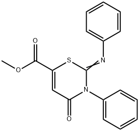 3,4-Dihydro-4-oxo-3-phenyl-2-phenylimino-2H-1,3-thiazine-6-carboxylic acid methyl ester 구조식 이미지