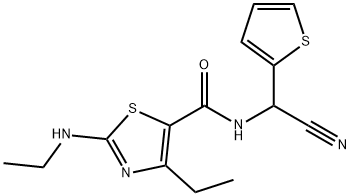 N-(α-사이아노-2-테닐)-4-에틸-2-(에틸아미노)-5-티아졸카복  사마이드 구조식 이미지
