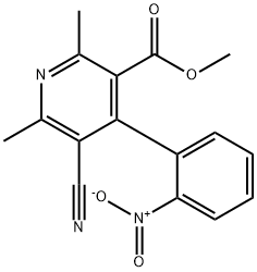 3-피리딘카르복실산,5-시아노-2,6-디메틸-4-(2-니트로페닐)-,메틸에스테르 구조식 이미지