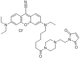 9-CYANO-N,N,N'-TRIETHYLPYRONINE-N'-CAPROIC ACID N 4-(MALEIMIDOETHYL)PIPERAZIDE CHLORIDE Structure