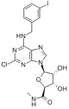 1-[2-CHLORO-6-[[(3-IODOPHENYL)METHYL]AMINO]-9H-PURIN-9-YL]-1-DEOXY-N-METHYL-BETA-D-RIBOFURANURONAMIDE 구조식 이미지