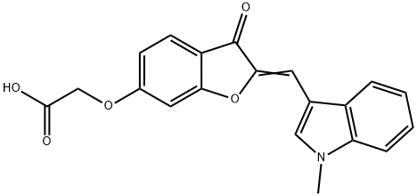 ({(2E)-2-[(1-Methyl-1H-indol-3-yl)methylene]-3-oxo-2,3-dihydro-1-benzofuran-6-yl}oxy)acetic ac 구조식 이미지