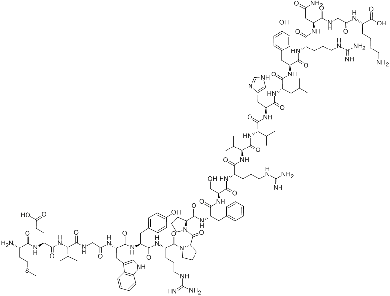 H-MET-GLU-VAL-GLY-TRP-TYR-ARG-PRO-PRO-PHE-SER-ARG-VAL-VAL-HIS-LEU-TYR-ARG-ASN-GLY-LYS-OH Structure