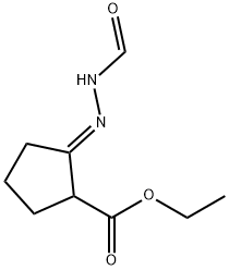 Cyclopentanecarboxylic acid, 2-(formylhydrazono)-, ethyl ester, (E)- (9CI) Structure