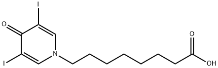 1,4-디히드로-3,5-디요오도-4-옥소-1-피리딘옥탄산 구조식 이미지