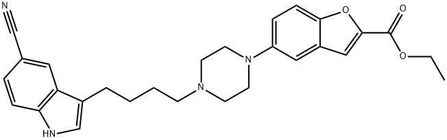 2-벤조푸란카르복실산,5-[4-[4-(5-시아노-1H-인돌-3-일)부틸]-1-피페라지닐]-,에틸에스테르 구조식 이미지