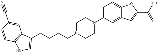 5-[4-[4-(5-cyano-1H-indol-3-yl)butyl]-1-piperazinyl]-2-Benzofurancarboxylic acid 구조식 이미지