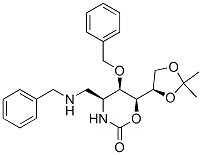 2H-1,3-Oxazin-2-one, 6-(2,2-dimethyl-1,3-dioxolan-4-yl)tetrahydro-5-(phenylmethoxy)-4-(phenylmethyl)aminomethyl-, 4S-4.alpha.,5.alpha.,6.alpha.(S*)- Structure
