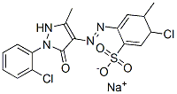 Benzenesulfonic acid, 5-chloro-2-1-(2-chlorophenyl)-4,5-dihydro-3-methyl-5-oxo-1H-pyrazol-4-ylazo-4-methyl-, sodium salt Structure