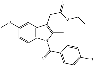 1H-인돌-3-아세트산,1-(4-클로로벤조일)-5-메톡시-2-메틸-,에틸에스테르 구조식 이미지