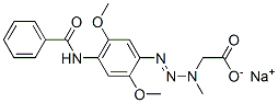 sodium [3-[4-(benzoylamino)-2,5-dimethoxyphenyl]-1-methyl-2-triazenyl]acetate Structure