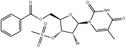 URIDINE, 2'-BROMO-2'-DEOXY-5-METHYL-, 5'-BENZOATE 3'-METHANESULFONATE 구조식 이미지