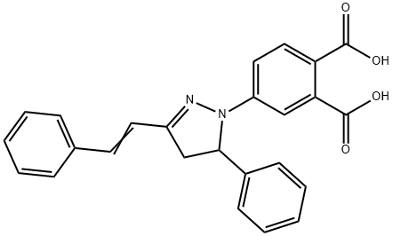 4-[5-PHENYL-3-(2-PHENYLVINYL)-4,5-DIHYDRO-1H-PYRAZOL-1-YL]PHTHALIC ACID Structure