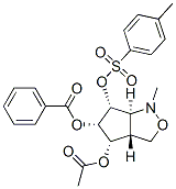 1H-Cyclopentcisoxazole-4,5,6-triol, hexahydro-1-methyl-, 4-acetate 5-benzoate 6-(4-methylbenzenesulfonate), 3aR-(3a.alpha.,4.alpha.,5.beta.,6.alpha.,6a.alpha.)- Structure