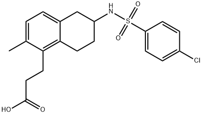 1-NAPTHALENEPROPANOIC ACID, 6-(((4-CHLOROPHENYL)SULFONYL)AMINO)-5,6,7,8-TETRAHYDRO-2-METHYL Structure