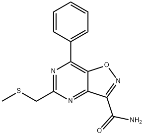 3-카르바미도-5-(메틸티오메틸)-7-페닐이속사졸로(4,5-d)피리미딘 구조식 이미지
