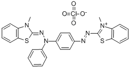 3-Methyl-2-((p-((3-methyl-2-benzothiazolinylidene)phenylhydrazino)phenyl)azo)benzothiazoliumperchlorate Structure