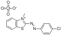 2-((p-Chlorophenyl)azo)-3-methylbenzothiazoliumperchlorate Structure