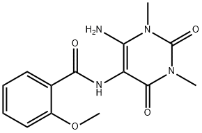 Benzamide,  N-(6-amino-1,2,3,4-tetrahydro-1,3-dimethyl-2,4-dioxo-5-pyrimidinyl)-2-methoxy- Structure