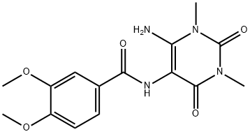 Benzamide,  N-(6-amino-1,2,3,4-tetrahydro-1,3-dimethyl-2,4-dioxo-5-pyrimidinyl)-3,4-dimethoxy- Structure