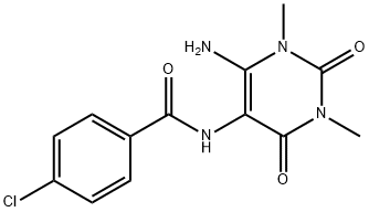 Benzamide,  N-(6-amino-1,2,3,4-tetrahydro-1,3-dimethyl-2,4-dioxo-5-pyrimidinyl)-4-chloro- Structure