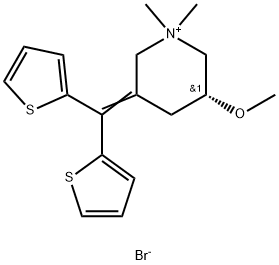 피페리디늄,3-(디-2-티에닐메틸렌)-5-메톡시-1,1-디메틸-,브로마이드,(R)- 구조식 이미지