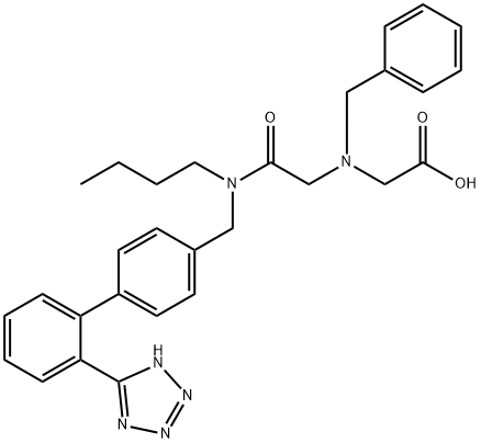 Glycine, N-(2-(butyl((2'-(1H-tetrazol-5-yl)(1,1'-biphenyl)-4-yl)methyl)amino)-2-oxoethyl)-N-(phenylmethyl)- Structure