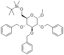 Methyl-6-O-(tert.-butyldimethylsilyl)-2,3,4-tri-O-benzyl-α-D-glucopyranoside 구조식 이미지