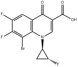 3-Quinolinecarboxylic acid, 8-broMo-6,7-difluoro-1-(2-fluorocyclopropyl)-1,4-dihydro-4-oxo-, trans- (9CI) Structure